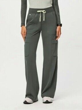 FIGS Yendi High Waisted Cargo Jogger Scrub Pants Bonsai dark green women's XXL